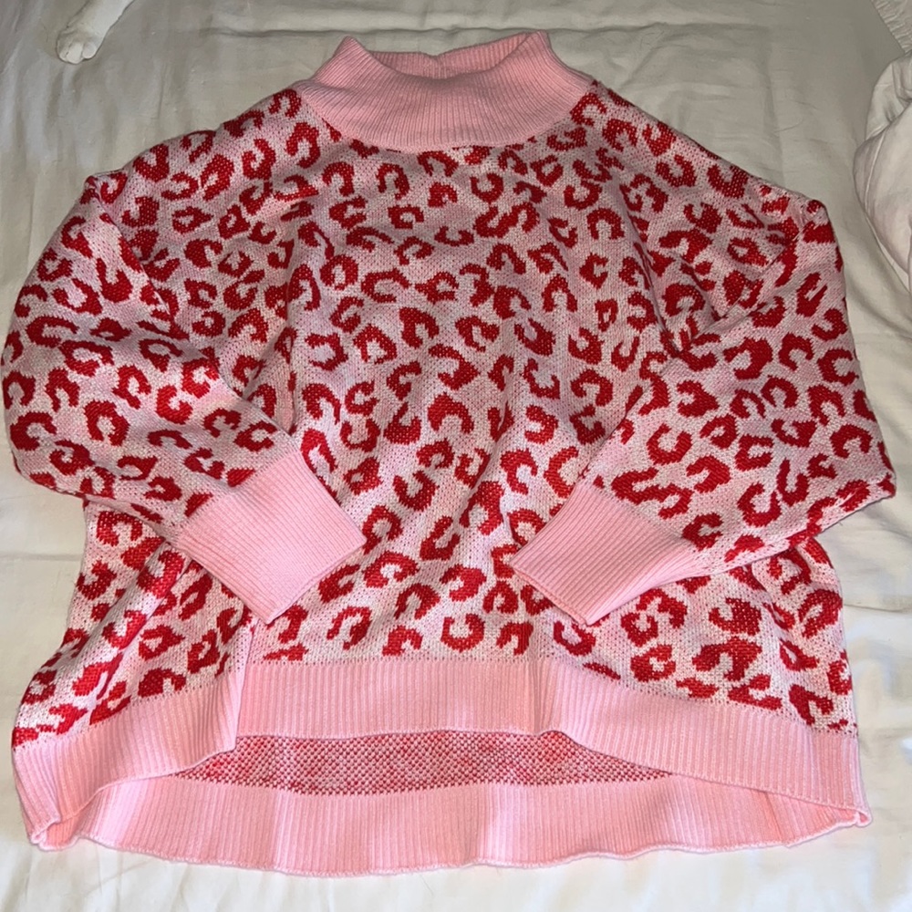 Cabana by Crown and Ivy, pink and red cheetah print sweater